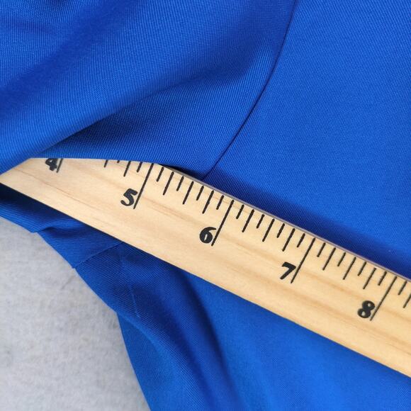 Vintage 90s Success Dress Sz 10P Blue Button Front Career Geometric Pleated Belt - Picture 7 of 10